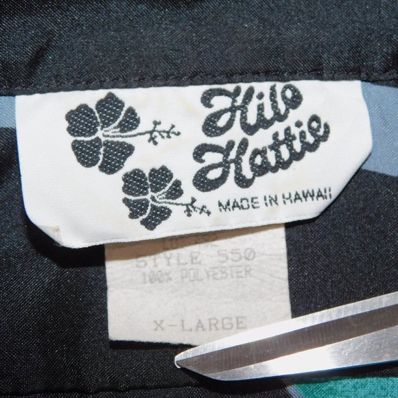 Vintage Hilo Hattie Mens XL Black Pink Green Floral Hawaiian Shirt - Picture 3 of 10